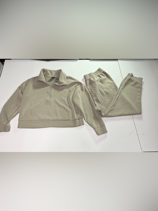 Avia Tops - Avia Taupe Full-Zip scuba quarter zip pullover and joggers